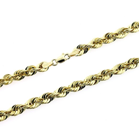 Real 10K Yellow Gold 6mm Rope Chain Necklace 20" inch - Picture 3 of 6